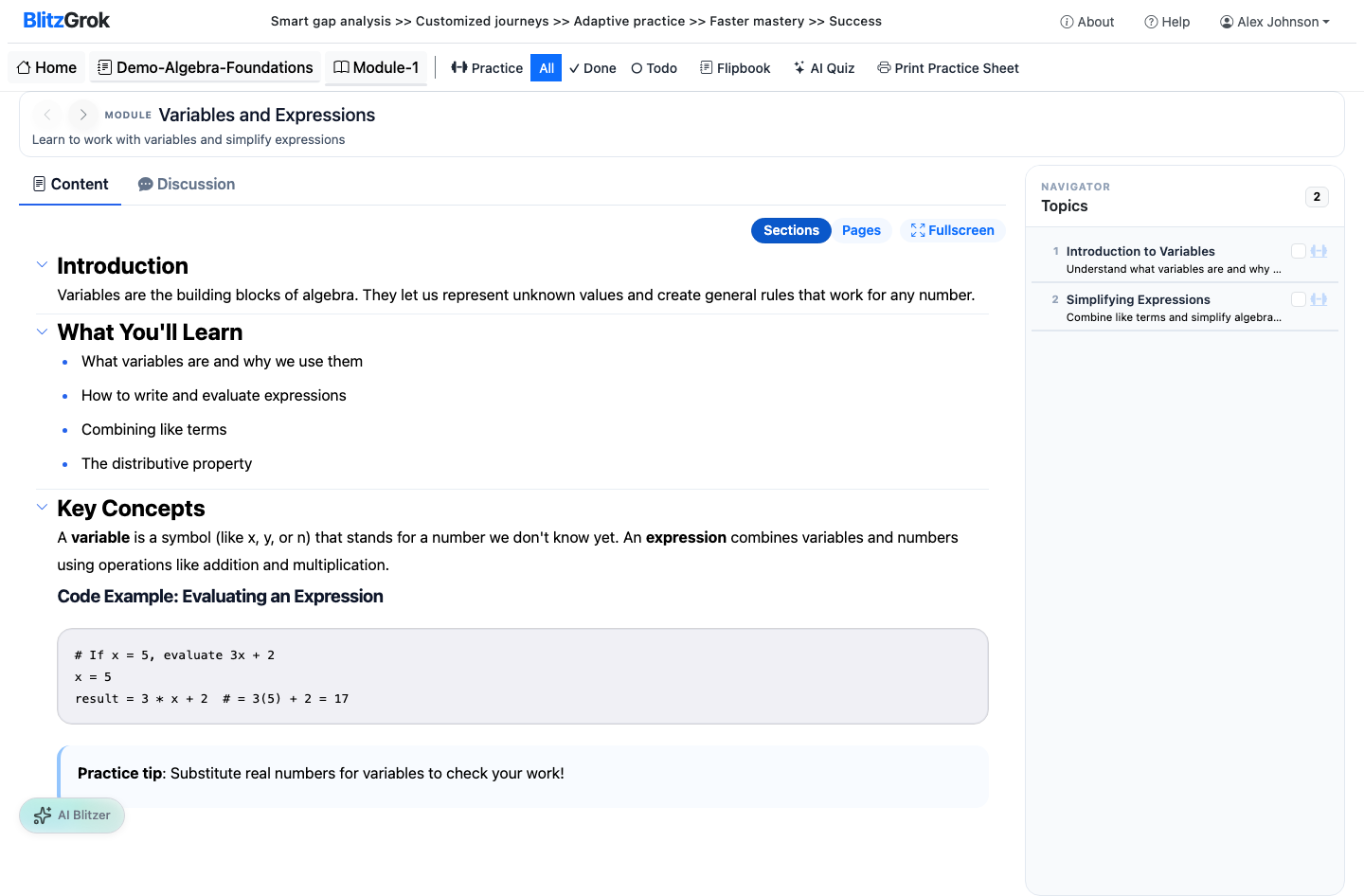 Module content view
